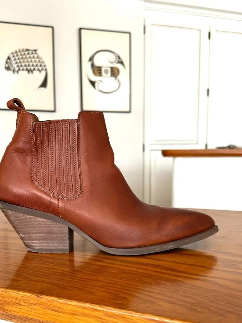 Patina Leather Dakota Western Ankle Boot Tucson Cognac